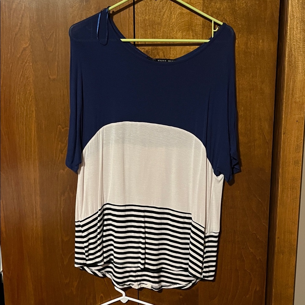HYFVE Navy and White Colorblock Top